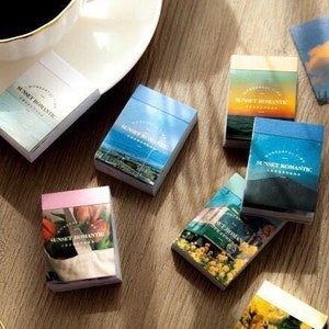 50 pcs Landscape Sticker Book, Color Themed Aesthetic Sticker Booklet For Scrapbook, bojo, scenery stickers, journal sticker, washi sticker