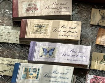 50 pcs Washi Sticker Pages Small Vintage Style Booklet for Art Journaling, Junk Journal, Notebooks, Paper Crafts, Scrapbooking