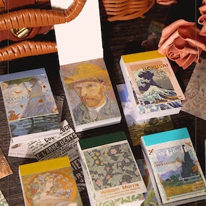 50 pcs, wenshu sticker, Color Themed Aesthetic Small Sticker Booklet For Scrapbooking, scenery stickers, journal, planner sticker, vintage