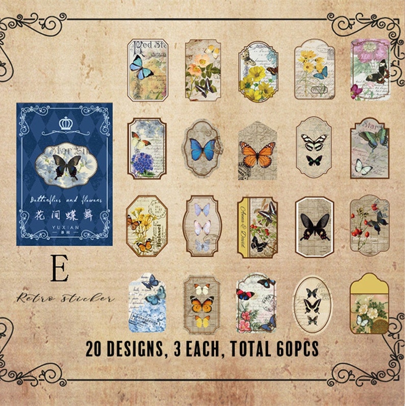50 pcs Vintage sticker, Color Themed Aesthetic Sticker Booklet For Scrapbooking, bojo, scenery stickers, journal, planner sticker E. Blue
