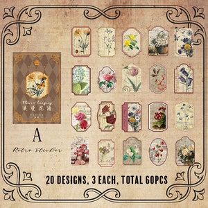 50 pcs Vintage sticker, Color Themed Aesthetic Sticker Booklet For Scrapbooking, bojo, scenery stickers, journal, planner sticker A. Brown
