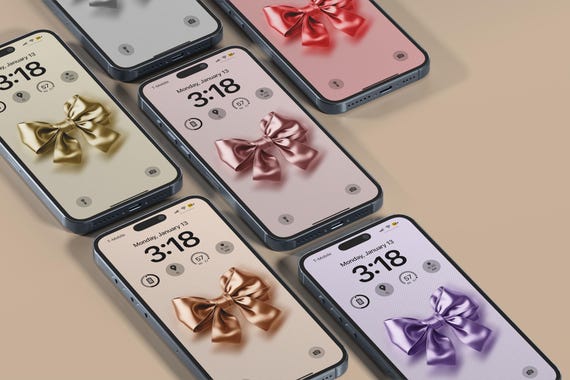 Bow Phone Wallpaper, Girly Wallpaper, Preppy Phone Wallpaper, wallpaper iphone, aesthetic wallpaper, minimal wallpaper, instant download.