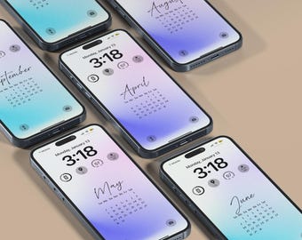 Iphone 2026 kalenderbehang, telefoonbehang, iphone wallpaper, esthetisch behang, minimaal behang, instant download.