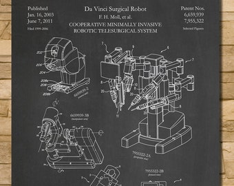 Da Vinci Surgical Robot Patent Print Art 2011