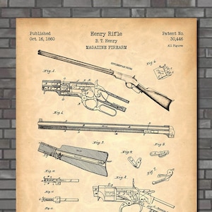 Art Print Depicting Henry Rifle Patent 1860