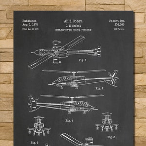 Cobra Helicopter Patent Print Art 1975