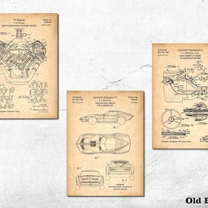 Classic Car Patent Print Art Set of 3