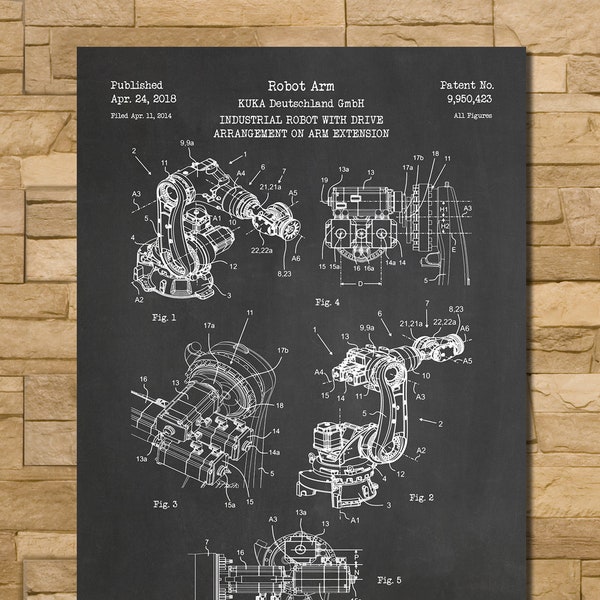 Industrial Robot Arm Patent Print Art 2018