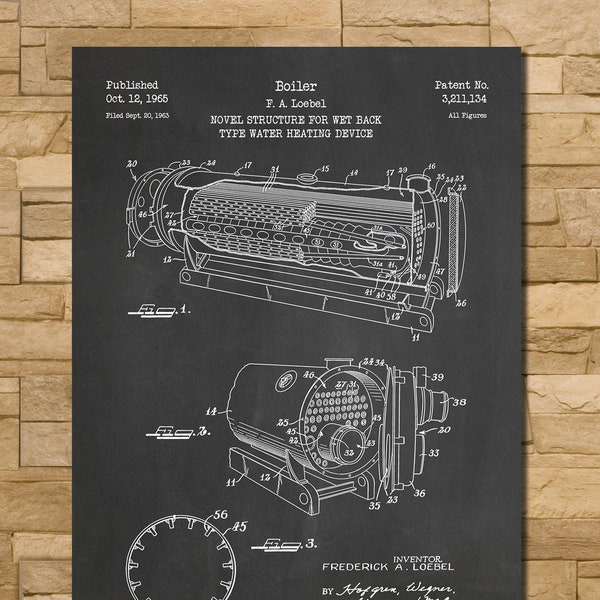 Boiler Patent Print Art 1965