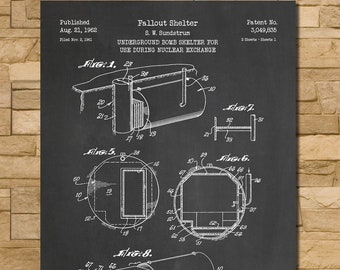 Fallout Shelter Patent Print Art 1962