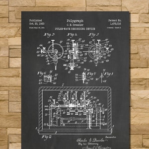 Lie Detector Polygraph Patent Print Art 1923