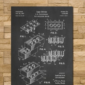 Toy Bricks Patent Print Art 1961