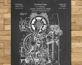 Printing Press Patent Print Art 1914
