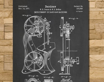 Bandsaw Patent Print Art 1871
