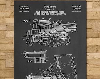 Dump Truck Patent Print Art 1949