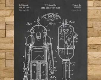 High Pressure Diving Suit Patent Print Art 1935