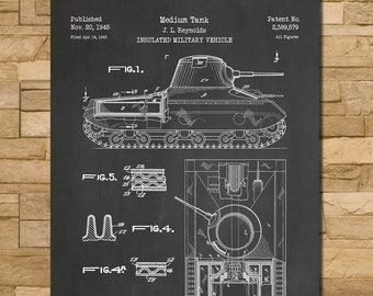 Military Tank Patent Print Art 1945 A