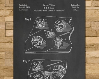 D&D Dice Set Patent Print Art 1965