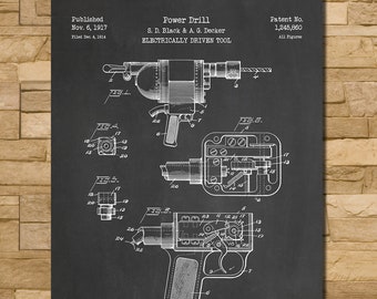 Power Drill Patent Print Art 1917