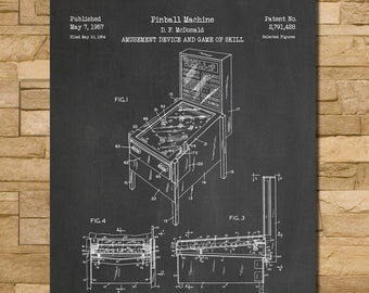 Pinball Patent Print Art 1957