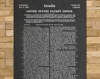 Insulin Patent Print Art 1923