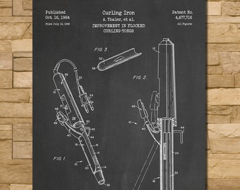 Curling Iron Patent Print Art 1984