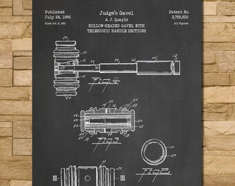 Judge's Gavel Patent Print Art 1956
