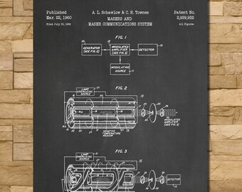 MASER (Microwave Laser) Patent Print Art 1960