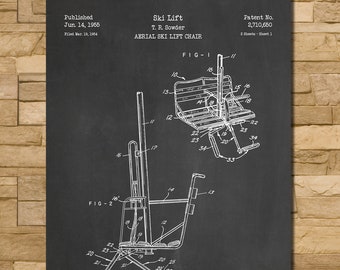 Ski Lift Print Art 1955