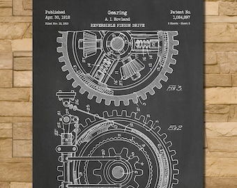 Gears Patent Print Art 1912