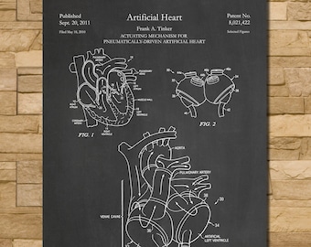 Artificial Heart Patent Print Art 2011