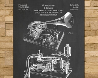 Gramophone Patent Print Art 1895