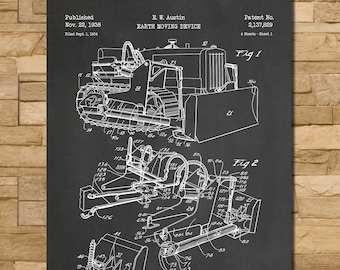 Bulldozer Patent Print Art 1938