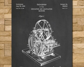 Clockwork Calculator Patent Print Art 1888