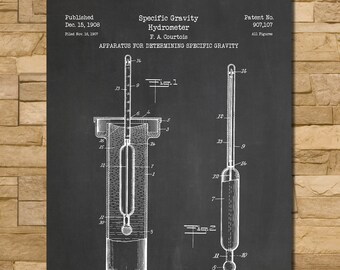 Hidrómetro de gravedad específico Patent Print Art 1908
