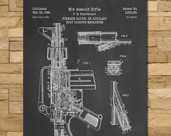 M16 Assault Rifle Patent Print Art 1966