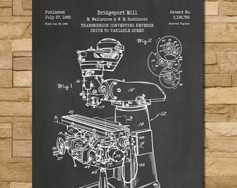 Milling Machine Patent Print Art 1965