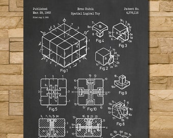 Rubik's Cube Patent Print Art 1983