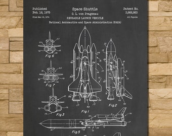 NASA Space Shuttle Patent Print Art 1975