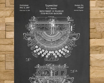 Typewriter Patent Print Art 1897