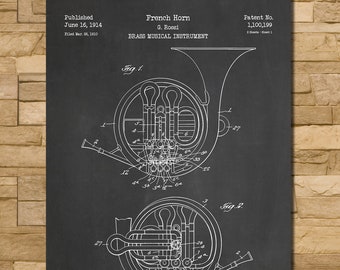 French Horn Patent Print Art 1914