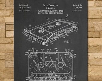 Tape Cassette Patent Print Art 1974