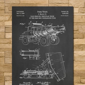 Dump Truck Patent Print Art 1949