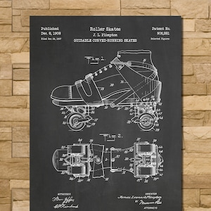 Roller Skate Patent Print Art 1908