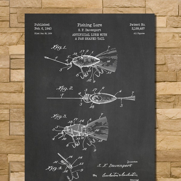 Fishing Lure Patent Print Art 1940