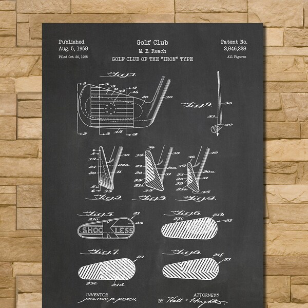 Golf Club Patent Print Art 1958