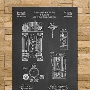 Mechanical Computer Patent Print Art 1889