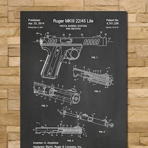 Arte de patente para Ruger MKIII 22/45 Lite Target Pistol 2014 Chalkboard