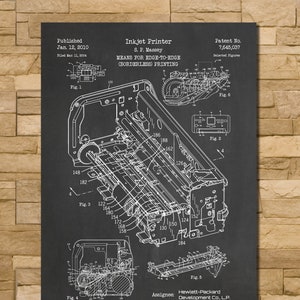 May include: Black and white illustration of a patent for an inkjet printer. The patent is titled "Inkjet Printer" and the inventor is listed as S.P. Massey. The patent number is 7,645,037. The patent drawing shows a detailed diagram of the printer's internal workings.