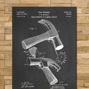 Hammer Patent Print Art 1890